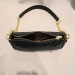 Coach black pebbled leather shoulder bag with gold chain strap and logo (2)