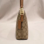 Coach women’s dome crossbody bag in khaki signature canvas with saddle leather trim and gold tone hardware (4)