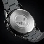 Emporio Armani Men’s Chronograph Watch with Grey Silicone Strap and Silver Dial (3)