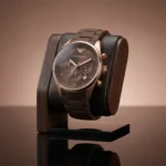 Emporio Armani Men's Rose Gold Chronograph Watch with Chocolate Brown Silicone Strap (2)