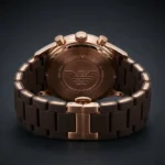 Emporio Armani Men's Rose Gold Chronograph Watch with Chocolate Brown Silicone Strap (4)