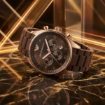 Emporio Armani Men's Rose Gold Chronograph Watch with Chocolate Brown Silicone Strap (5)