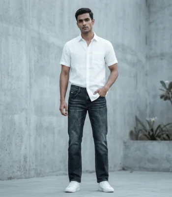 Emporio Armani Men’s Slim Fit Dark Grey Washed Denim Jeans (1)