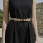 Ferragamo Gancini Reversible Leather Belt for Women in Taupe with Gold Buckle (2)