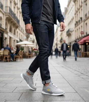 Ferrari branded grey slip on sneakers for men with white sole and toggle lacing system (7)