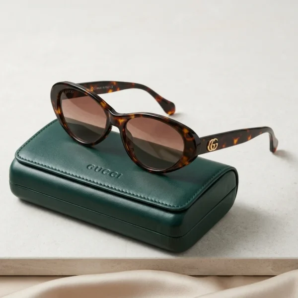 Gucci Tortoise Shell Cat Eye Sunglasses for Women with Gold Double G Logo (2)