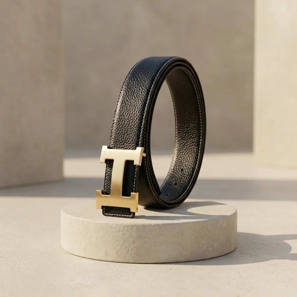 Hermès Constance black leather belt with brushed gold H buckle (1)