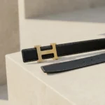 Hermès Constance black leather belt with brushed gold H buckle (4)