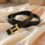 Hermès Constance black leather belt with brushed gold H buckle (5)