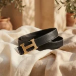 Hermès Constance black leather belt with brushed gold H buckle (6)