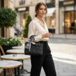 Lady Dior D Joy Ultra Matte Black Cannage Calfskin Bag with Oblique Twilly (1)