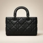 Lady Dior D Joy Ultra Matte Black Cannage Calfskin Bag with Oblique Twilly (6)