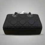 Lady Dior D Joy Ultra Matte Black Cannage Calfskin Bag with Oblique Twilly (7)
