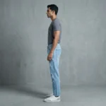 Light Blue Distressed Patchwork Men’s Straight Fit Denim Jeans (1)