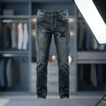 Louis Vuitton Men’s Slim Fit Dark Wash Denim Jeans with Studded LV Logo Detail (3)