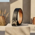 Louis Vuitton Monogram Empreinte Leather Belt with Gold LV Initial Buckle for Women (1)