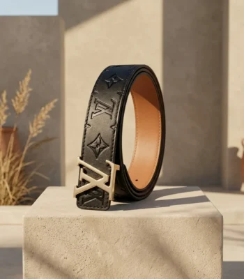 Louis Vuitton Monogram Empreinte Leather Belt with Gold LV Initial Buckle for Women (1)