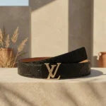 Louis Vuitton Monogram Empreinte Leather Belt with Gold LV Initial Buckle for Women (2)