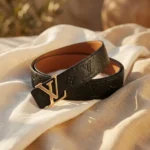 Louis Vuitton Monogram Empreinte Leather Belt with Gold LV Initial Buckle for Women (4)