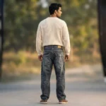 Men's Acid Wash Baggy Cargo Denim Jeans (3)