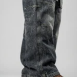 Men's Acid Wash Baggy Cargo Denim Jeans (4)