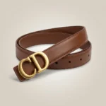 Men’s Luxury Tan Leather Belt with Gold CD Monogram Buckle (5)