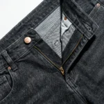 Men's charcoal grey straight fit jeans with cuffed hems and 5 pocket styling (4)