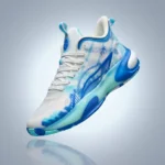 Men's high performance blue and white tie dye basketball sneakers with translucent midsole (2)
