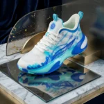 Men's high performance blue and white tie dye basketball sneakers with translucent midsole (5)