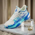 Men's high performance blue and white tie dye basketball sneakers with translucent midsole (6)