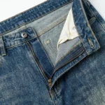 Men’s indigo vintage wash baggy jeans with knee panel detailing and relaxed fit (4)