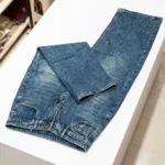 Men’s indigo vintage wash baggy jeans with knee panel detailing and relaxed fit (5)