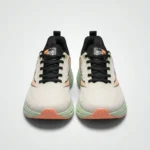 Men's lightweight breathable running shoes in mint green and white with orange accents (1)