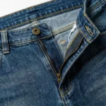 Men's medium wash blue cargo jeans with front panel pockets and relaxed fit (5)