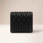 Miu Miu Black Matelassé Nappa Leather Trifold Wallet with Gold Hardware (1)