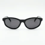 Miu Miu Black Oval Sunglasses for Women with Gold Logo Hinges (1)