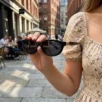 Miu Miu Black Oval Sunglasses for Women with Gold Logo Hinges (2)