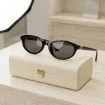 Miu Miu Black Oval Sunglasses for Women with Gold Logo Hinges (4)