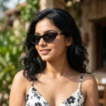 Miu Miu Black Oval Sunglasses for Women with Gold Logo Hinges (6)