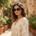 Miu Miu Black Oval Sunglasses with Gold Logo for Women (3)