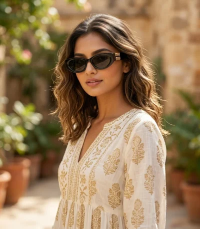 Miu Miu Black Oval Sunglasses with Gold Logo for Women (3)