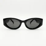 Miu Miu Black Oval Sunglasses with Gold Logo for Women (4)