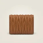 Miu Miu Brown Matelassé Nappa Leather Trifold Wallet with Gold Logo (2)