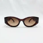 Miu Miu Glimpse dark tortoise shell cat eye sunglasses with gold logo hardware and cream leather case (5)