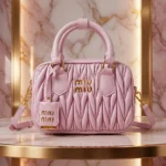 Miu Miu Matelassé Nappa Leather Arcadie Bag in Alabaster Pink with Gold Hardware (2)