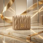 Miu Miu Matelassé Nappa Leather Compact Wallet in Beige (5)