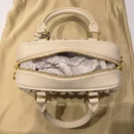 Miu Miu Wander Matelassé nappa leather mini bag in cream with gold logo (3)
