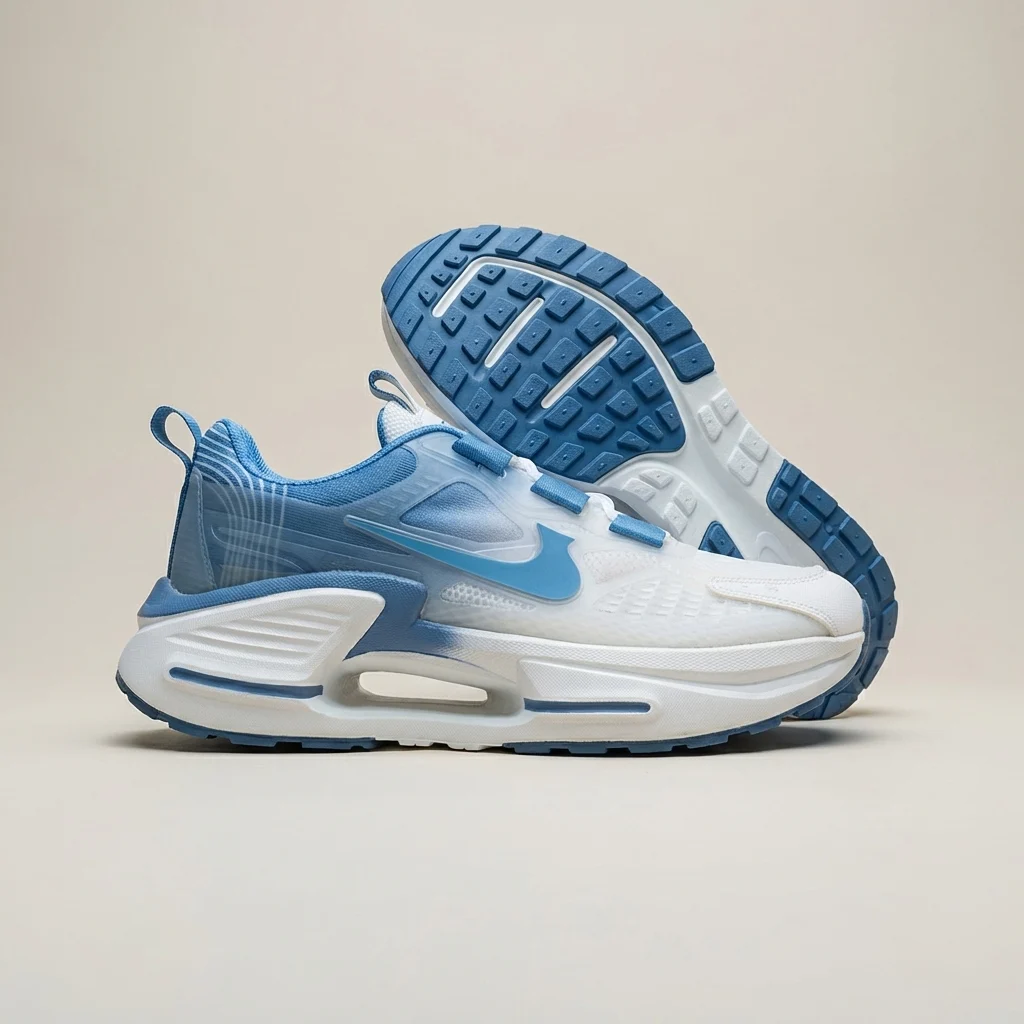 Nike Men’s White and Blue Athletic Running Shoes with Dial Lacing System (7) Nike Men’s White and Blue Athletic Running Shoes with Dial Lacing System (7)