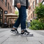 Nike SB Dunk Low Black and White Panda Sneakers on Marble Display (1)