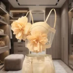 Peach Floral 3D Applique Bustier Top for Women with Corset Detailing (1)